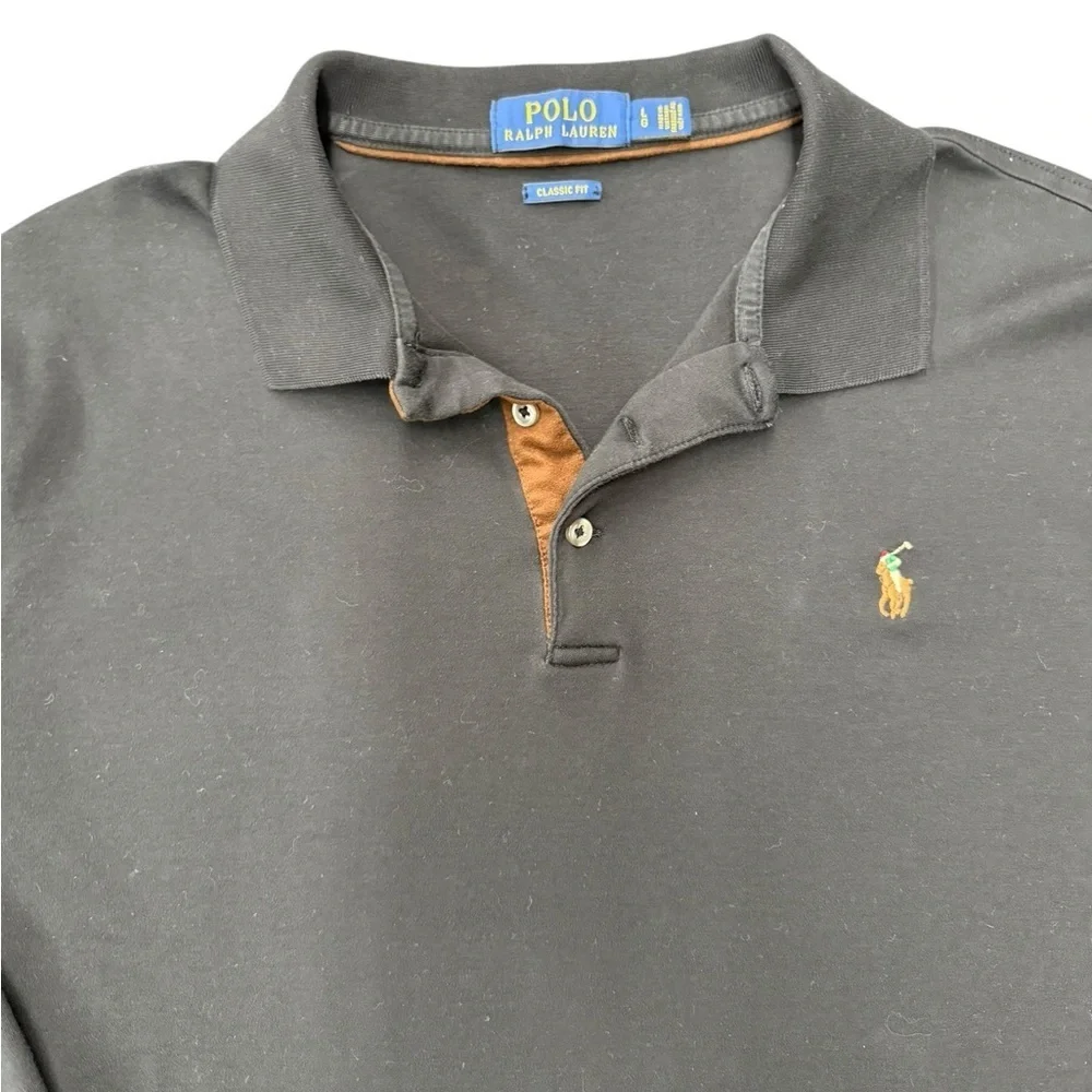Polo by Ralph Lauren Men's Black Long Sleeve Polo Size large NWOT